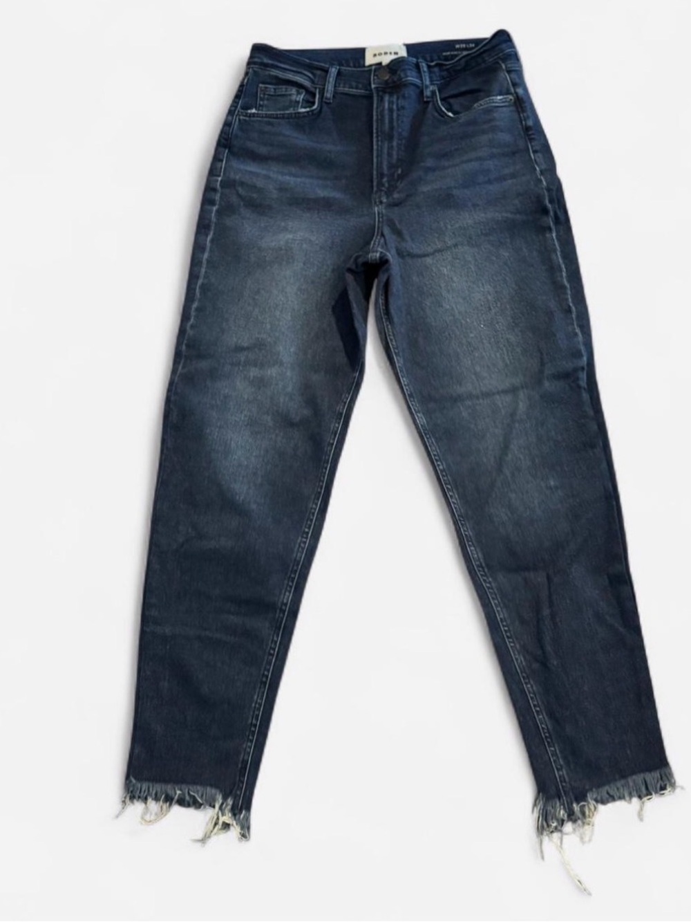 Boden Navy Blue Straight Leg Jeans Women’s 29x34 Frayed Raw Hem Mid Rise Denim